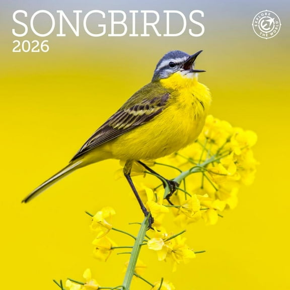 Ziga Media, Songbirds 2026 Mini Wall Calendar, 7'' X 7'', 16-Month Calendar with Stapled Binding