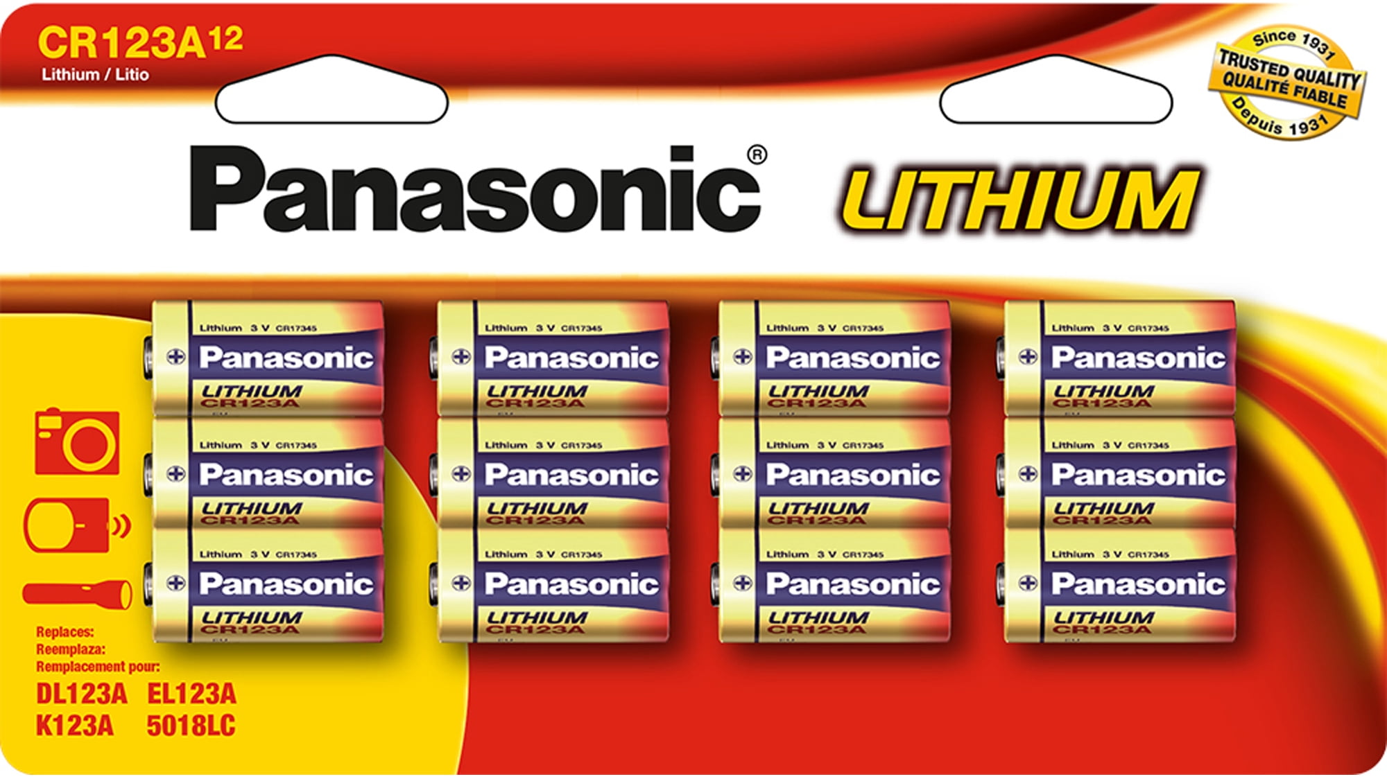 Panasonic CR123A Industrial 3V Lithium Batteries, Pack of 20