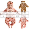 thumbnail image 5 of YDFCWXW Baby Girl Thanksgiving Romper Cutest Little Turkey Ruffle Knit Jumpsuit Bib Headband Set Newborn Fall Outfit (Red, Newborn), 5 of 8