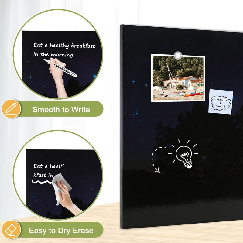Magnetic Whiteboard Dry Erase White Board 28"x20" Decorative White Board for Wall with Starry Sky Pattern Design White Board for Home Office Decor, Bedroom, Kitchen, Classroom with Magnets & Markers