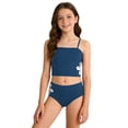 thumbnail image 3 of Shadoumai Girls Swimsuit Ruffle Modest Bikini Tie-Straps Girls Tankini Swimsuit Two Piece Bathing Suit for Girls Color Block Swimwear Set Girl, 3 of 9