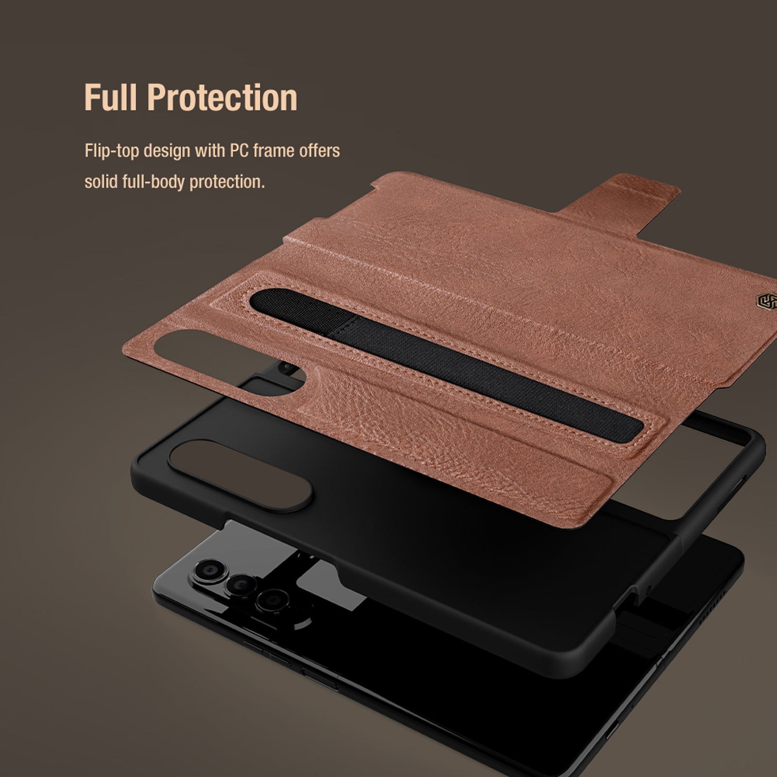 Compatible with Samsung Galaxy Z Fold4 Wallet Case with S Pen Holder, Premium PU Leather Flip Folio, Card Slots, RFID Blocking, Kickstand, Phone Cover for Galaxy Z Fold 4, Brown