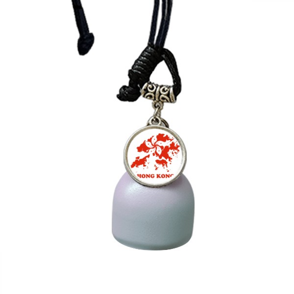 Hong Kong Map Outline Location Wind Chimes Bell Car Pendant