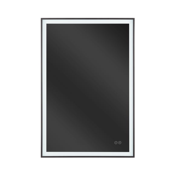 24 in. x 30 in. LED Lighted Framed Rectangular Anti-Fog Bathroom Vanity Mirror in Flat Black