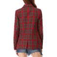 thumbnail image 3 of INSPIRE CHIC Veste pour Femme, Revers Cranté, Double Boutonnage, Blazer à Épaules Rembourrées, m Rouge Vert, 3 of 8