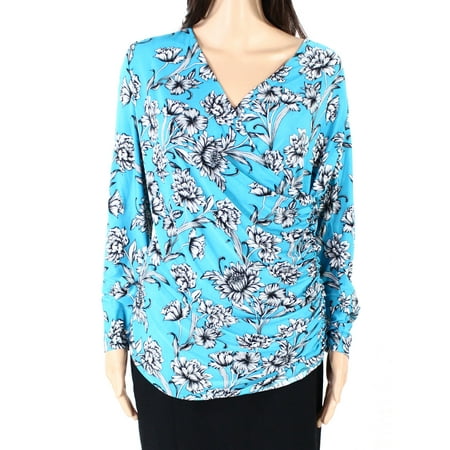 Women's Blouse Multi Surplice Floral Print Wrap XL