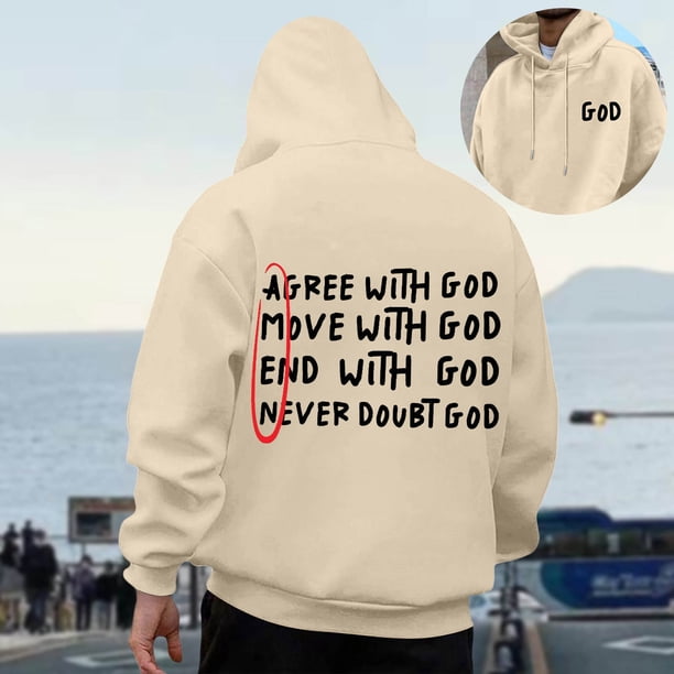MHFRRA Sudadera Informal con Capucha para Hombre, de Manga Larga, con Diseño Estampado para Uso Diario, Cómoda Sudadera con Capucha para Otoño E Invierno Beige