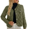 thumbnail image 5 of Nfurl Lightweight Puffer Jacket Womens Trendy Button Down Open Front Cropped Quilted Puffer Jackets Fitted Women's Winter Coats Green XL, 5 of 10