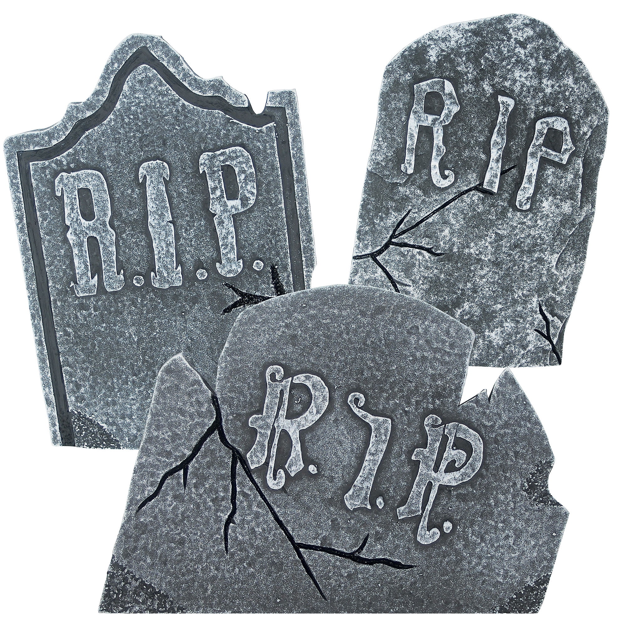 Global Trend RIP Tombstones, Halloween Props and Decor, 3 Pieces, 1" x