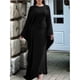 thumbnail image 5 of Vestido Islámico Elegante de Color Liso con Mangas Murciélago para Mujer. Negro XL, 5 of 7