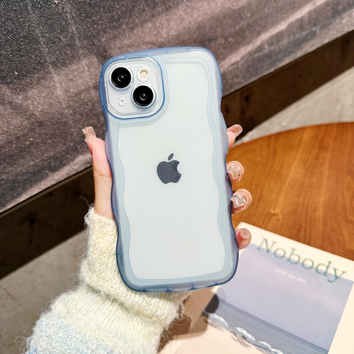 Phone Case for iPhone 15 6.1 inches, Soft Transparent TPU Wavy