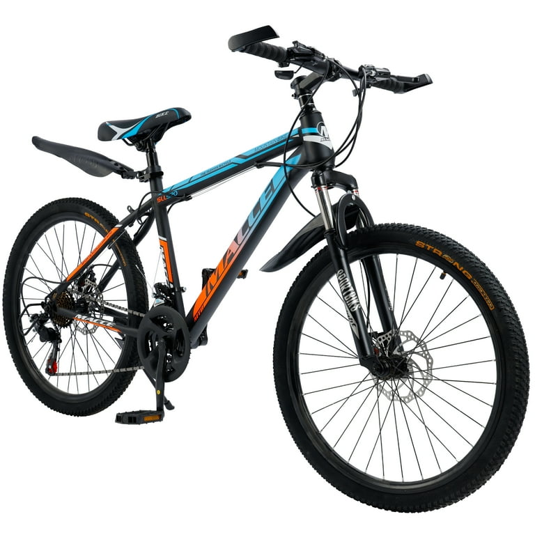 Artudatech 24 26 27.5 inch Mountain Bike 24 Speeds with V Disc Brakes High Carbon Steel Frame Mens Womens Mountain Bike Front Suspension MTB Bicycle