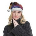thumbnail image 5 of KLL Christmas Hats for Adults Plush Color Splash Fox Portrait Print Santa Hat Xmas Fluffy Santa Claus Hat for Women Men, 5 of 6