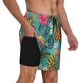 thumbnail image 3 of Picia Pineapple pattern Mens Swim Trunks with Compression Liner Stretch Beach Shorts Quick Dry with Zipper Pockets No-Chafing Board Shorts-Small, 3 of 9