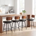 thumbnail image 2 of Costway 27” Padded Counter Barstools Set of 4 with Wooden Backrest & Metal Legs, Footrest Black, 2 of 8