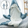 thumbnail image 2 of Cartoon Shark Sleeping Bag Pajamas Office Nap Shark Blanket Karakal High Quality Fabric Mermaid Shawl Blanket For Children, 2 of 10