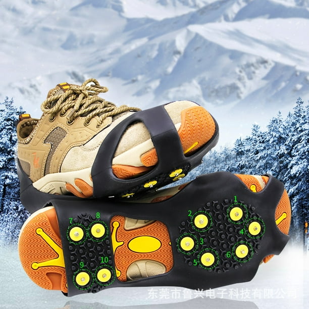 ShenMo Chaussures/bottes de ski de randonnée crampons caoutchouc crampons  anti-dérapant 10 acier 
