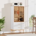 thumbnail image 1 of Yiwa Tall Kitchen Storage Cabinet with Glass Doors, Features 2 Drawers and Multiple Shelves, Versatile Display Sideboard for Living Room, Office, Entryway, or Buffet Use, 1 of 7