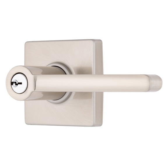 Brinks Contemporary Keyed Entry Lever Doorknob, Satin Nickel