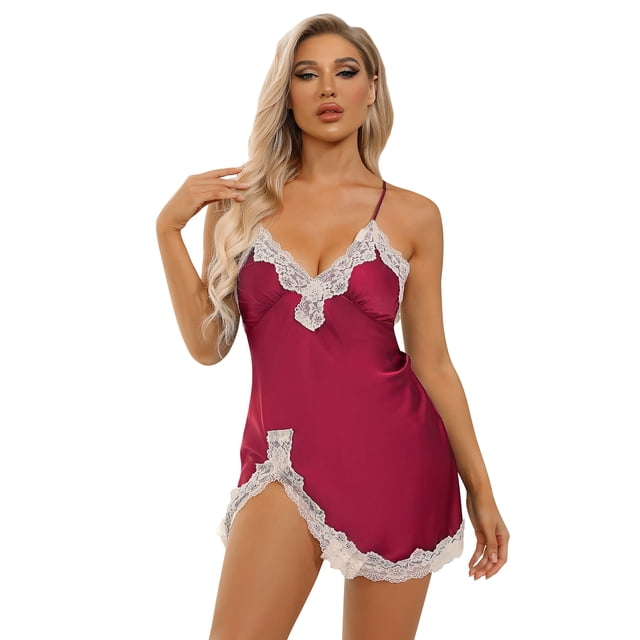 BeautyIn Pyjamas Pyjamas Home Wear Nuisette Bretelles Réglables Sexy Dos Nu