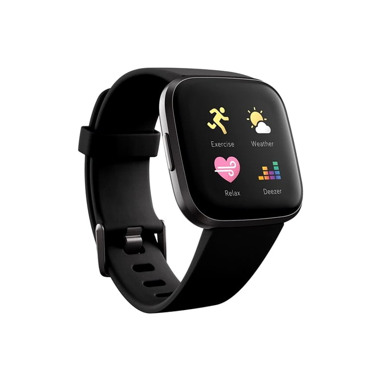 Fitbit Versa 2 Smartwatch, Carbon, Silicone Band, Black, Wi-Fi