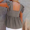 thumbnail image 6 of WCMZJ Women's Summer Peplum Blouse Square Neck Ruffle Strap Sleeveless and Backless with Button Babydoll Tank Top Gray L, 6 of 9