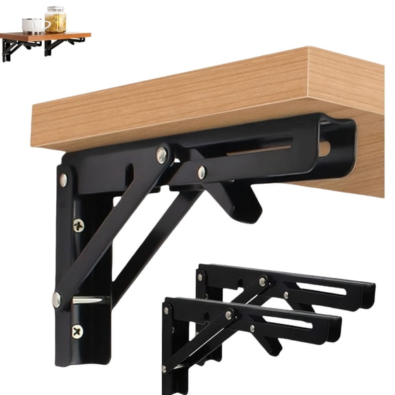 8 Inch Folding Wall Mounted Shelf Bracket, Heavy Duty Foldable Support Brace for Wall Shelves, Tables and Storage Boards