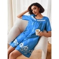 thumbnail image 3 of EKOUAER Women Zipper Robe Short Sleeves House Coat Zipper Front Bathrobe Sleepwear with Pockets Housecoat Nightgown, 3 of 6