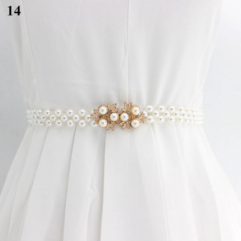 Elegant Pearls Belt Rhinestones Faux Pearl Dress Belt Bridal  display picture 3