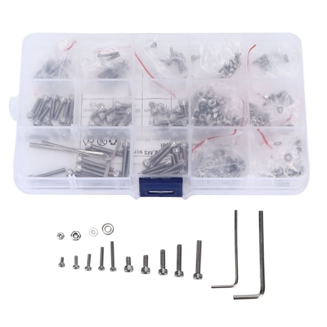 Juego surtido de juntas de tuercas y tornillos de 320 Uds., Kit de arandelas de pernos hexagonales M2 M3 de acero inoxidable 304 para coches y camiones Jadeshay A