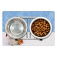 thumbnail image 1 of Snowman Pet Mat for Food and Water, Winter Time Theme Snowman with Christmas Hat Scarf and Present Happy Holiday, Non-Slip Rubber Mat for Dogs and Cats, 18" X 12", by Ambesonne, 1 of 2