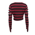 thumbnail image 5 of Women Gothic Crop Tops Punk Long Sleeve Round Neck Striped Print Loose T-Shirts 90s Harajuku Clothes, 5 of 6