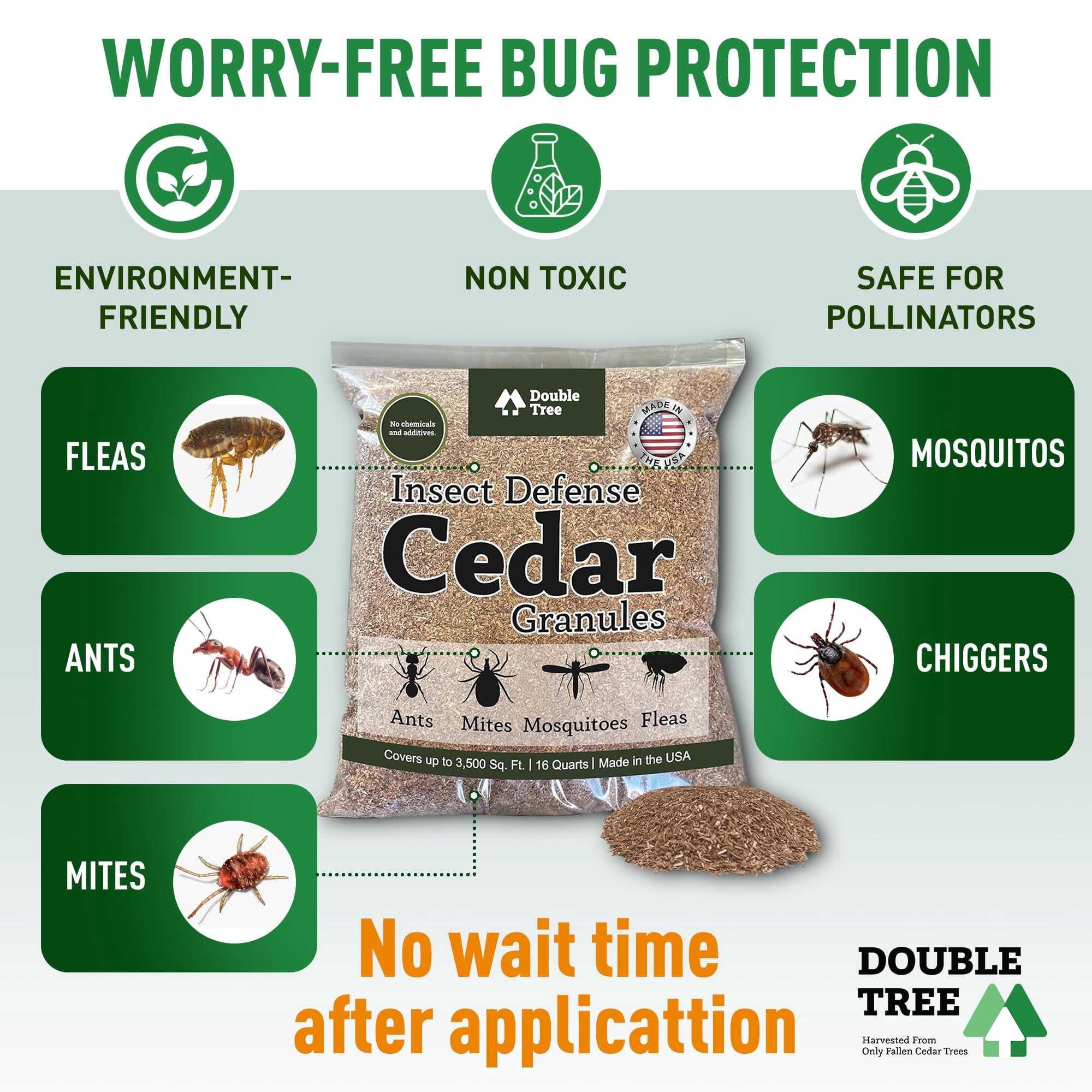 Doubletree Forest Cedar Granules Insect and Pest Repellent, Repels Fleas, Ticks, Ants, Mosquitos, Pet Safe, Cedar Scent, 1 Bag, 8 lbs