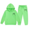 thumbnail image 4 of Toddler Girls Boys Sweatsuit 2 Piece Track Suit Sweat Suits for Girls Cute Bow Sweatshirt and Jogger Sweatpants Set,Green 8-9 Years, 4 of 4