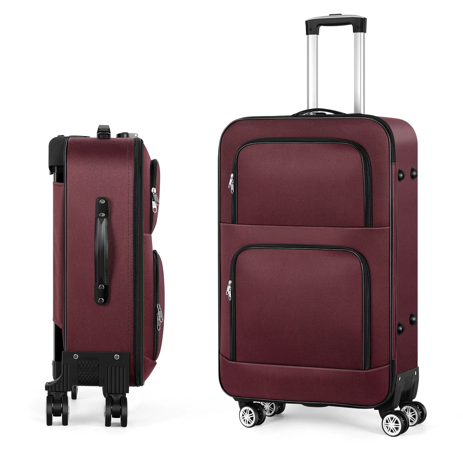 Soft-sided Fabric Luggage Roller Luggage Lightweight 20" Red