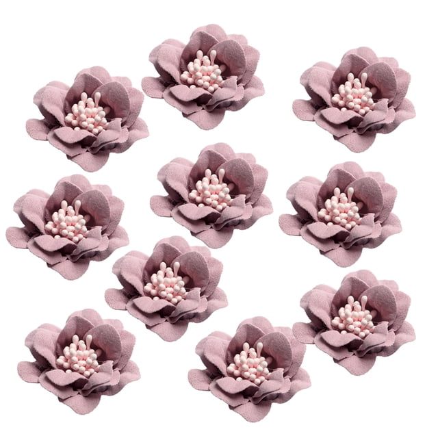 10 Cabezas De Flores De Camelia Para Accesorios Para El Cabello DIY 4,5 Cm Violeta Claro SM SunniMix Cabeza de la flor del camelia