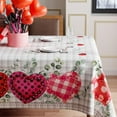 thumbnail image 3 of Valentines Day Romantic Plaid Love Hearts Eucalyptus Leaves Tablecloth Cloth Rectangle Washable Table Covers for Indoor Outdoor Dining Table Home Party Decorations 60x120 Inch, 3 of 6