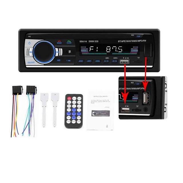 New 1 DIN 12V/24V Car Stereo FM Car Radio Bluetooth MP3 Player Audio Bluetooth Phone USB/SD MMC Port ISO Connection In Dash ,Easy to Install