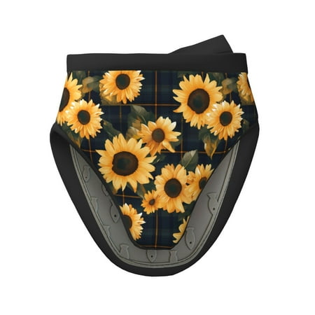 

Matuu Scottish Blue Plaid Sunflower for Non-Slip Mini Oven Soft Silicone Mitt 5.9 x5.9