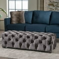 thumbnail image 2 of Newest 50.75" Gray Velvet Storage Ottoman - Modern Glam Design with Diamond Tufting for Living Room & Entryway, 2 of 6