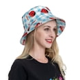 thumbnail image 4 of Yiaed Flowers and Lady Bugs Print Reflective Stripe Bucket Hat Unisex Funny Outdoor Fisherman Cap Beach Sun Hat, 4 of 5