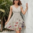thumbnail image 3 of Spring Floral Modern Women's Tank Dress V Neck Sleeveless Summer Sundress, 3 of 7