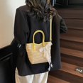 thumbnail image 3 of Bolso de mano de paja de gran capacidad a la moda para mujer, nuevo bolso bandolera de hombro para ir a la playa y viajar, 2025, 3 of 5