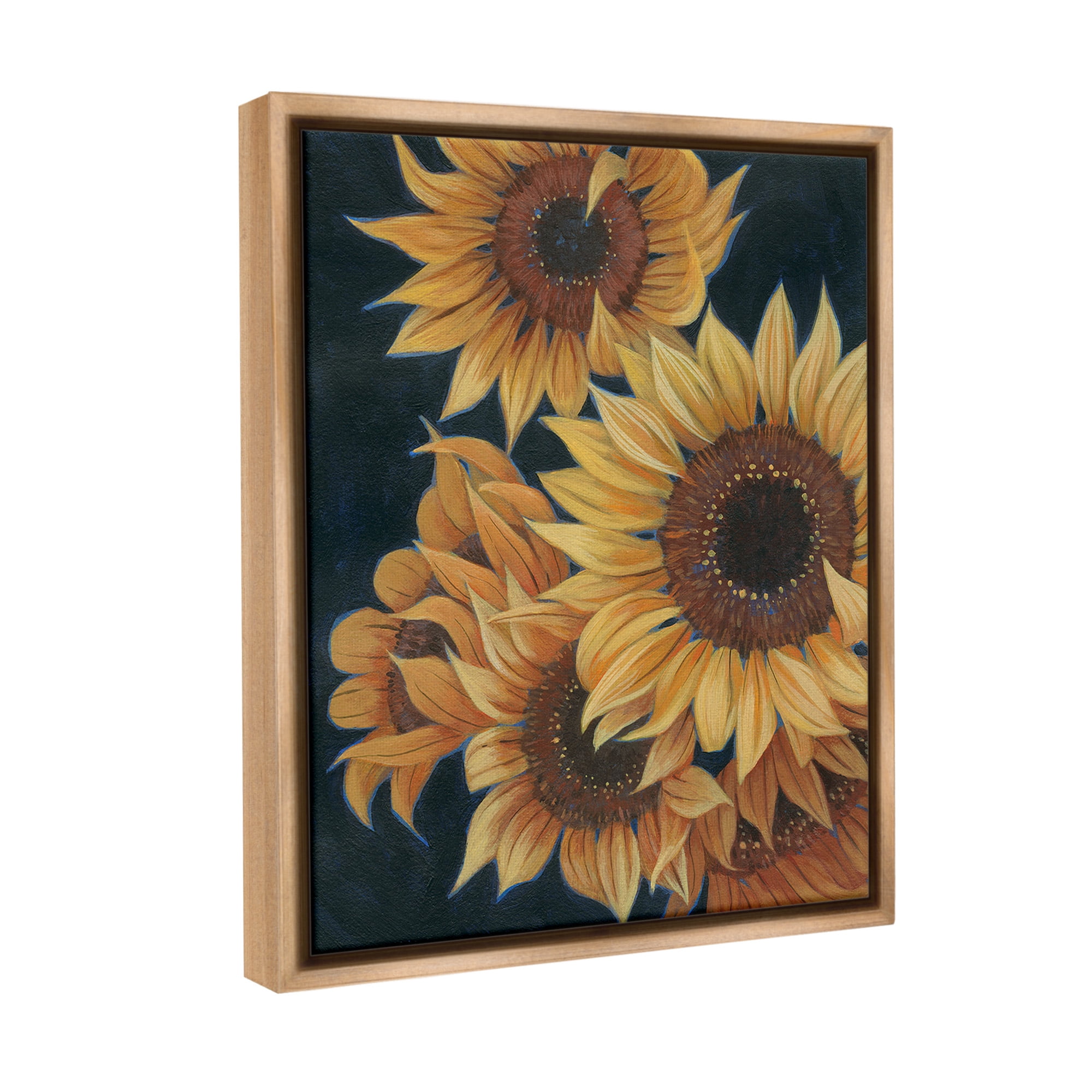 Stupell Industries Sunflowers with Curling Petals Botanical & Floral Painting Brown Floater Framed Canvas Art Print Wall Art, 25 x 31
