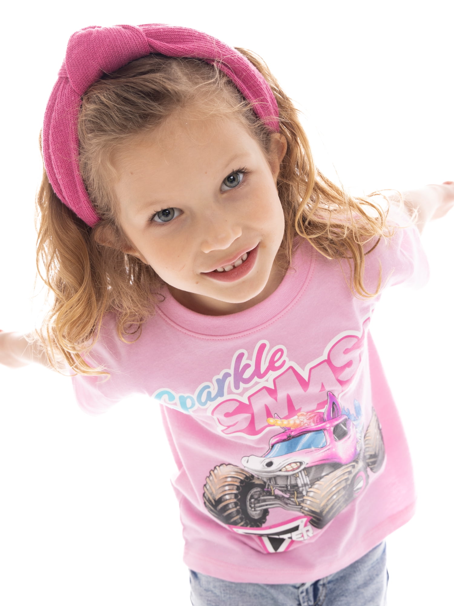 Monster Jam Toddler Girls Sparkle Smash Graphic Tee, Sizes 12M-5T