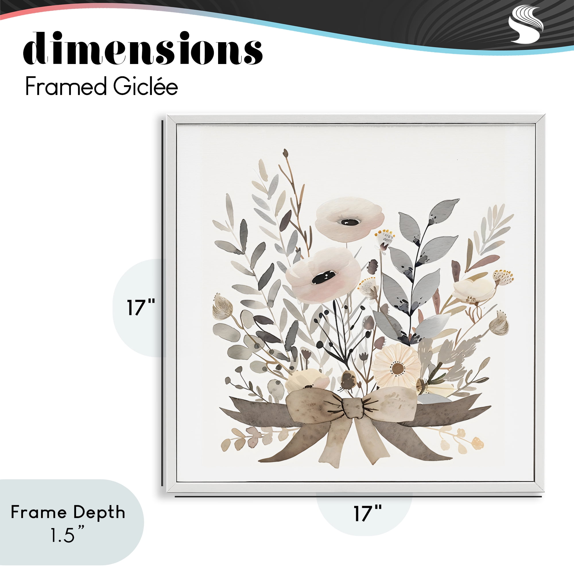 Stupell Industries Neutral Floral Bouquet Beige White Framed Giclee Art, design by Creative Studio