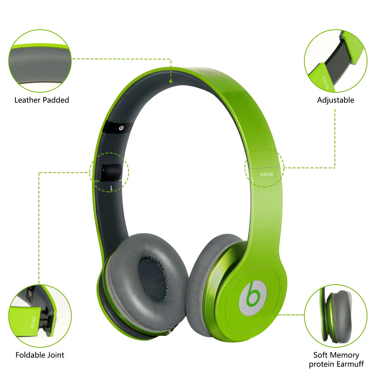 Restored Beats by Dr. Dre Solo HD On Ear Headphones with Mic Remote Control on Cable Green Refurbished Walmart