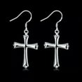 thumbnail image 2 of EOEMY Fashion 925Sterling Silver Feather Cross Women'S Drop Dangle Earrings, 2 of 6