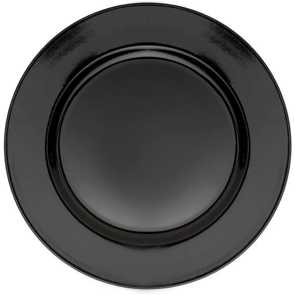 Simply Elegant Flat Edge Plastic Charger Plate | Service Plate for Parties, Dinner, Weddings, Quinceaneras and Events | 13 inch Diameter | Black- Gloss Finish | Set of 24