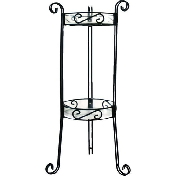 Deer Park Ironworks RN108B 2 Tier Plant Stand with Trays - Black
